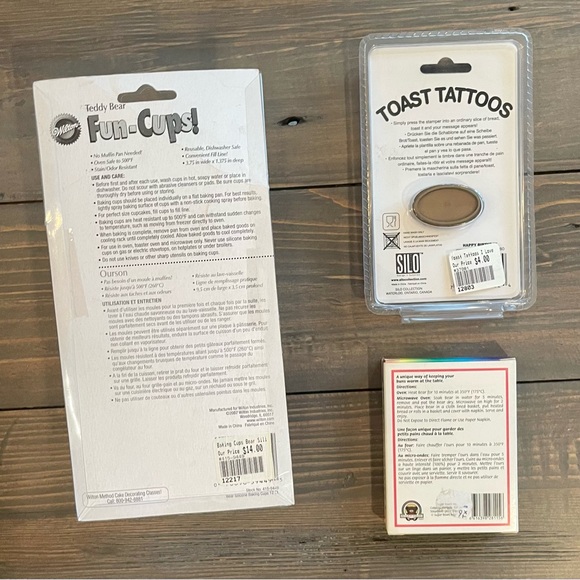 NWT! Wilton cupcake liners, bun warmer & toast tattoo. Baking & Happy Birthday - Picture 2 of 2